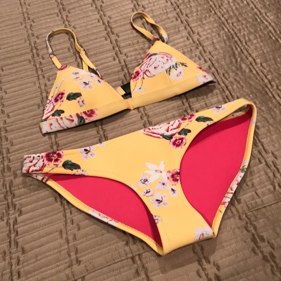 Muxilove Other - Muxilove bikini, yellow with pink flowers, L
